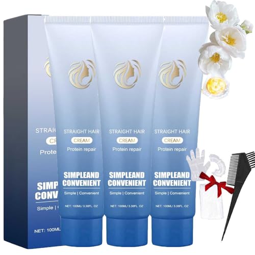 CrèMe Lissante ProtéInéE Correctrice,Effet 2 En 1 Lissant Et Soignant,Silk & Gloss CrèMe Capillaire Protein Correction,Lissage Rapide Nourrissant (3 pièces B, TAILLE 2020)