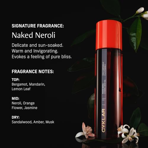 Image of CYKLAR Vitamin C Body Oil for Women and Men. Moisturizing Naked Neroli Scented Body Serum for Glowing Skin. Nourishing, Hydrating After-Shower and Bath Skin Care Moisturizer, 4.2 Fl Oz