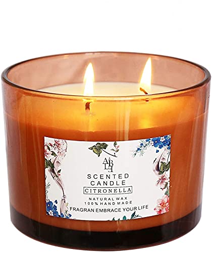 YYCH Scented Candle Citronella Candles Aromatherapy Candles Scented Soy Wax 3 Wick,70 Hour Burn,Suitable for Outdoor and Indoor…