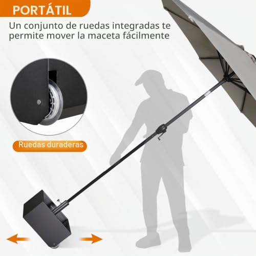Base de paraguas resistente con maceta rellenable y gran capacidad 7