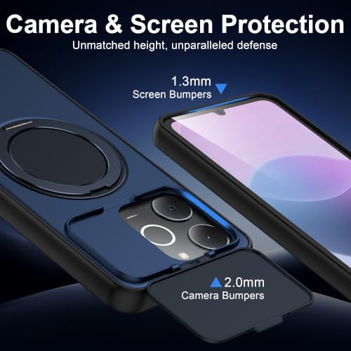 Image of Spazy Case Realme P4 Lite Back Cover|Premium Magnetic Ring Stand Case with Camera Protection Slider|360 Rotating Kickstand|Slim & Strong Grip Phone Case for Realme P4 Lite-Blue