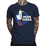 Moin Digga Möwe Hamburg Mar Baltico St Pauli - Maglietta da uomo, blu navy, XL