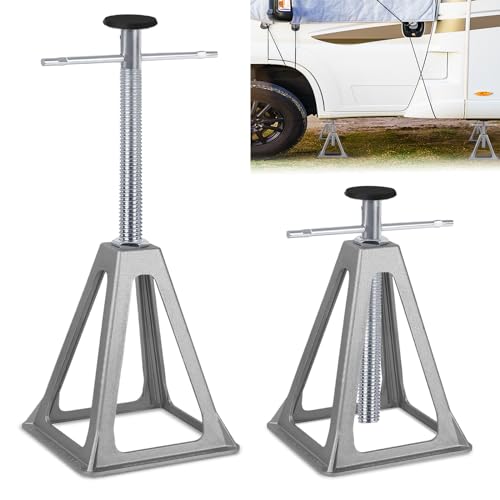 FIVMEN 2 caballete de aluminio para coche, 280 – 435 mm, altura ajustable, 1 T, para remolques y caravanas