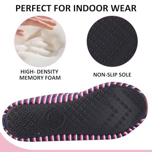 Women's Ballerina Slippers, Lightweight Slip-On Washable, Fuzzy, Indoor Shoes with Bow Accent - Perfect for Travel, Bedroom, and House3