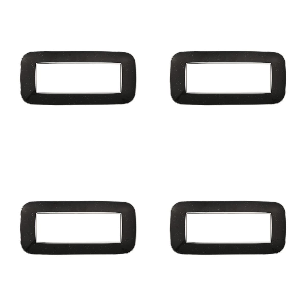 Plaques compatibles Bticino Axolute ovale noir : lot de 4 supports Orbis 6 modules encastrables