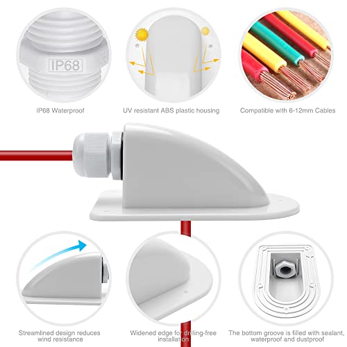 VooGenzek 2 Stücke wasserdichte ABS Solar Einzel Kabel Eintrag Drüse, IP68 Solarkabel Eingangsbuchse für Kabel 6-12 mm, für Solarpaneele von Wohnmobil, Wohnwagen, Boot