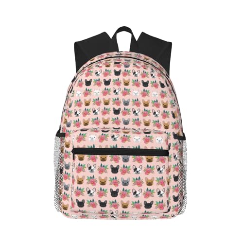 Sac à dos bouledogue français unisexe léger pour ordinateur portable
