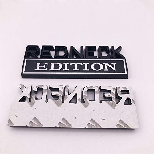 Image of 1PC Black and White Word Redneck Edition 3D Letter Metal Emblem Badge Sticker Decal for Truck or Car