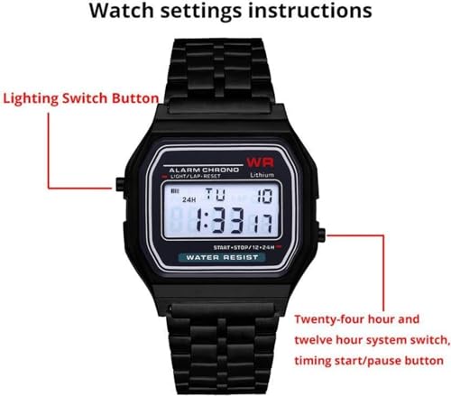 Image of Acnos Brand Digital 4 Colours Vintage Square Dial Unisex WR70ist Watch for Men Women Pack of 1 (WR70)