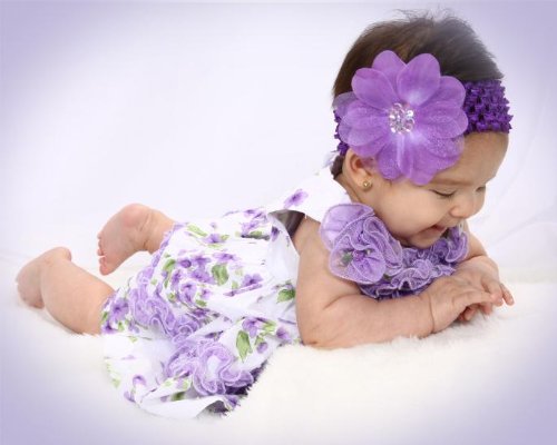 Avery Organza Flower Baby and Toddler Girls Crochet Headband (Navy Blue)2