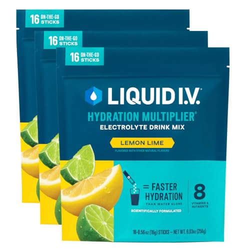 Image of Liquid I.V. Hydration Electrolytes, Lemon Lime, 48 Count | Scientifically Formulated | Clinically Proven Hydration | No Artificial Sweeteners | Non-GMO | Vegan | Powder Drink Mix