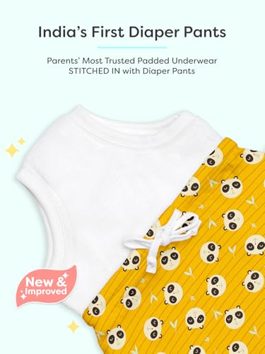 Image of superbottoms Diaper Pants | Cotton Baby Cotton Pants with Attached Padded Underwear | Ideal for Diaper-Free Time, Outings & Potty Training | Unisex | Soft Fit