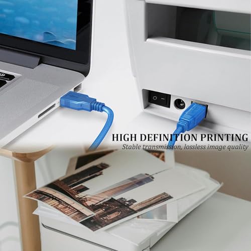 Image of NISHTECH Printer Cable 1.5 Meter, Square USB A to USB B Cable for Printer /Scanner Epson, HP, Canon, Brother, Ethernet Print Smoothly Connect to Computer /Laptop /Pc - USB 2.0 Type B (Blue)