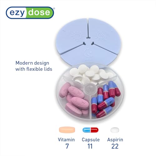 Image of Ezy Dose Weekly (7-Day) AM /PM Pill Organizer, Medicine Case, Soft Rainbow | Daily Vitamin Box & Supplement Planner, 3 Times a Day, Round Removable Compartments, Easy to Use, Travel-Friendly, BPA-Free
