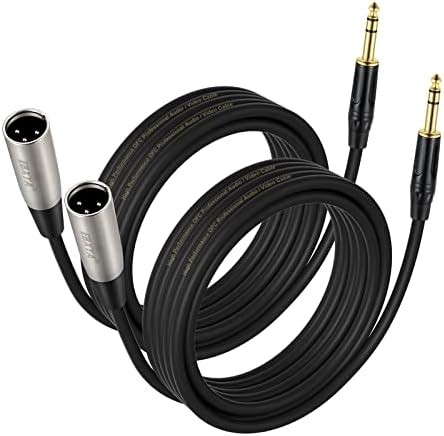 EBXYA 3ft 1/4" TRS to XLR Male Microphone Mic Cable Balanced with 3-Pin, 2 Packs