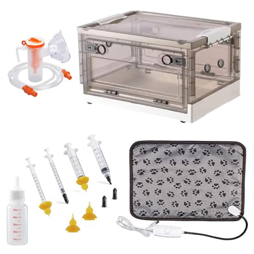 REDDOUDOU Puppy Nebulization Box, Pet Oxygen Chamber, Kitten Nebuliser Box Pet Incubation Brooder with Nebuliser Kit Pet Atomization Nursery Incubator Dog or Cat Oxygen Therapy Box, Pet Heating Pad
