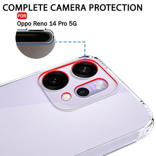 Image of TheGiftKart Back Cover Soft Case for Oppo Reno 14 Pro 5G | Best Camera Protection | Inbuilt Dust Plugs & Anti-Slip Grip | Ultra Clear Slim Case Cover for Oppo Reno14 Pro 5G (Silicone, Transparent)