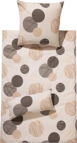 REDBEST Bettwäsche-Set Renforcé Kreise, Bettbezug, Kissenbezug braun...