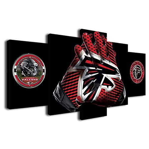 Atlanta City Falcons American Football Poster Sports Gloves Helmet Canvas Wall Art Print 5Piece Set Fan Home Decor Large Framed Prints Ready to Hang (60x100cm-Framed,style5)