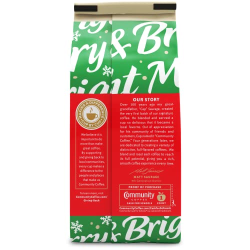Image of Community Coffee Christmas Blend Ground Coffee, Medium Roast, 12 oz Bag (Pack of 1)