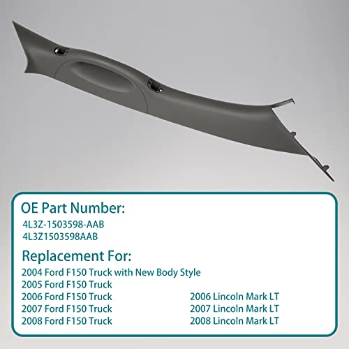 Hqpasfy A Pillar Interior Trim Handle Passenger Side Gray Rh Compatible With 2004-2008 Ford F150 2006-2008 Lincoln Mark Lt Replace# 4L3Z-1503598-Aab, 4L3Z1503598Aab #TOP2