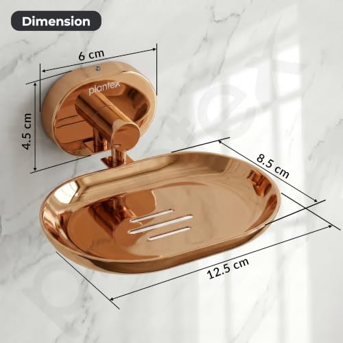 Image of Plantex J4 Stainless Steel Wall Mounted Soap Holder for Bathroom /Soap Holder for Kitchen /Soap Stand for Bathroom /Bathroom Accessories (PVD Rose Gold Finish) Onix