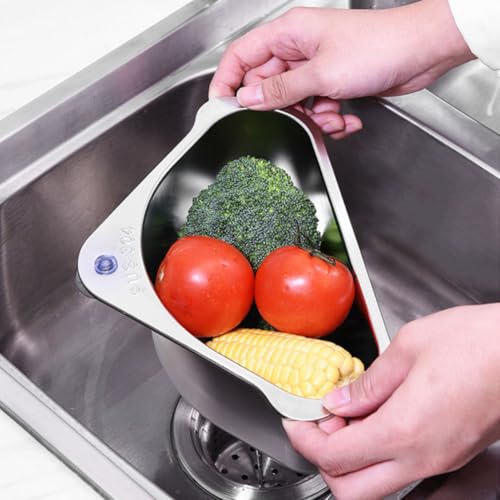 Escurridor de platos triangular de acero inoxidable: cesta de drenaje con ventosa para cocina 7