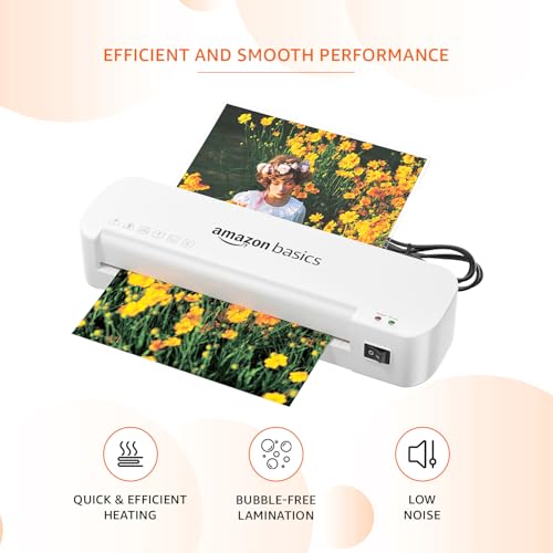 Image of Amazon Basics A4 Laminating Machine | Rapid Lamination | Adjustable Temperature Settings | 1-Year Brand Warranty