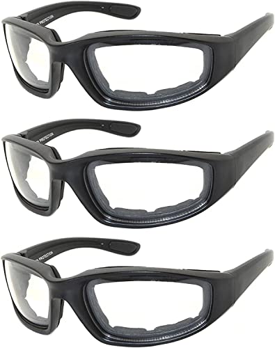 OWL 3 Pack Motorcycle Riding Glasses, Padded Sport Sunglasses, Assorted Colors for Men and Women - Main Image