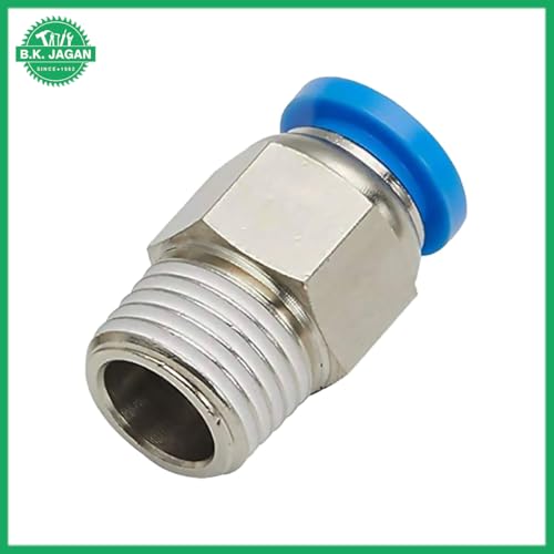 Image of B K JAGAN & CO 1 /2 inch Male Connector Air Push Type Pneumatic Fittings (Pack of 5pcs) (1 /2 inch x 10 mm)