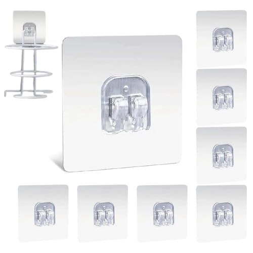 Image of Self Adhesive Wall Hooks for Hanging | Transparent Waterproof Strong Hooks | No Drill Heavy Duty Wall Hanging Hook for Kitchen, Bathroom & Home (Magic Hook- 20 Count)