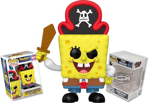 Funko Busca Squarepants Pirata Bob Esponja + ToyBop Protector: Pop! Figura de vinilo de películas de animación (incluye estuche de coleccionista Pro-Deluxe Pop Protector Caja de regalo)