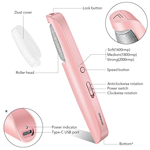 Electric Callus Remover For Feet, Professional Pedicure Kit Foot Scrubber For Dry, Dead, Cracked, Hard Skin, At Home Feet Spa Care Kit For Men & Women (Light-Pink) #TOP4