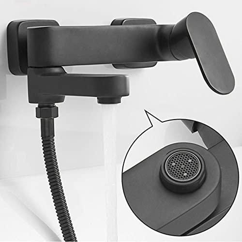Robinet de douche en laiton pivotant noir avec commande chaud froid