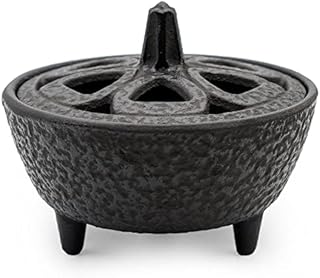 Zen Minded Cast Iron Japanese Lotus Shaped Incense Joss Stick Holder & Burner in Black - Can Be Used on Log Burner