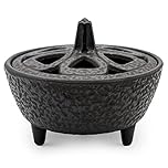 Zen Minded Cast Iron Lotus Incense Burner for Incense Sticks, Cones, Charcoal, Resins and Wax Melts