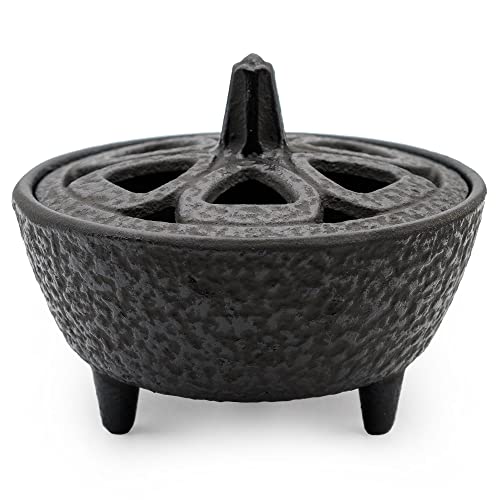 Zen Minded Cast Iron Japanese Lotus Shaped Incense Joss Stick Holder & Burner in Black