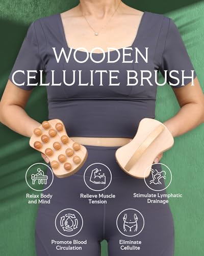 ONUEMP Anti Cellulite Massager Brush, Wood Therapy Massage Tools Lymphatic Drainage Massager, Maderoterapia Kit Colombiana Pressure Point Fascia Massage Tools for Deep Tissue, Body Shaping