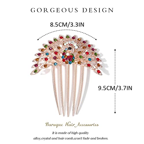 Casdre Crystal Bride Wedding Hair Comb Gold Bridal Side Comb Hair Piece Evening Party Hair Accessories For Women And Girls (E Colorful) #TOP6