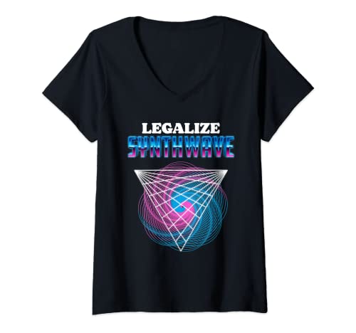 Mujer legalize synthwave vintage vapor wave retro futuristic 80s camiseta cuello v