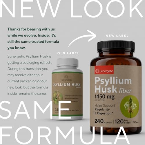 Image of Premium Psyllium Husk Fiber Supplement 1450mg, 240 Capsules