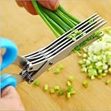 Herb Scissors Set Cool Kitchen Gadgets Gifts Kitchen Shears Scissors with Stainless Steel 5 Blades,Brush,Rust Proof,Sharp Cutting Garden Herb Garlic Leafy Greens Paper Shredding (Modern)