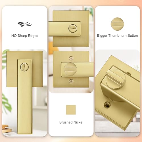 Probrico Interior Privacy Locking Door Lever Handles, 3 Pack Bed & Bath Interior Lockset in Gold by Probrico - Image 3