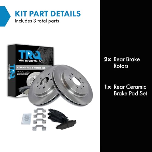 Image of TRQ Rear Brake Pad and Rotor Set Ceramic Compatible with 2006-2007 Cadillac CTS 2005-2011 STS