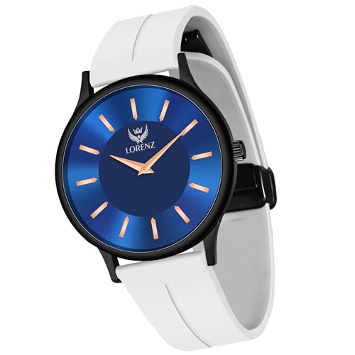 LORENZ Slim Case Analog Watch with White Magnetic Lock Strap|Watch for Men & Women| MK-4076R