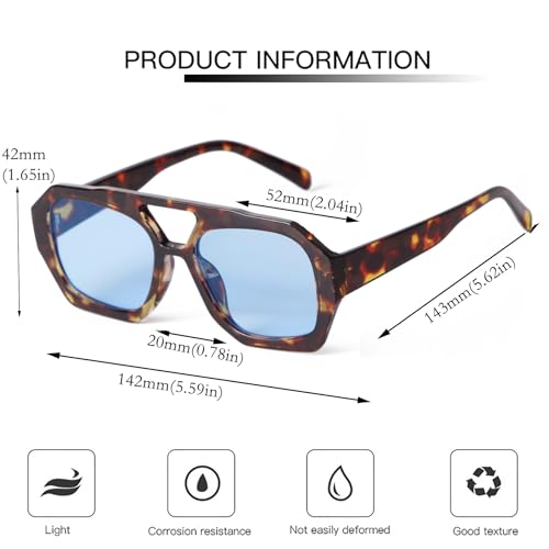 SDINM Trendy Designer Hexagon Aviator Sunglasses for Women Men Retro 70s Square Thick Frame Sun Glasses Shades4