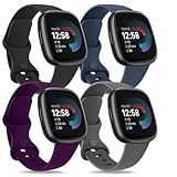 AK 4 PACK Bands Compatible with Fitbit Versa 4 & 3, Sense 2 & Sense, Classic Soft Straps, Small Size, 4 Pack C