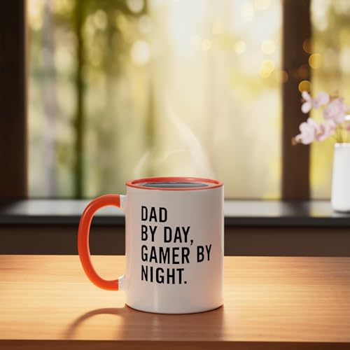 Taza de cerámica Dad By Day Gamer By Night naranja/blanco miniatura 3