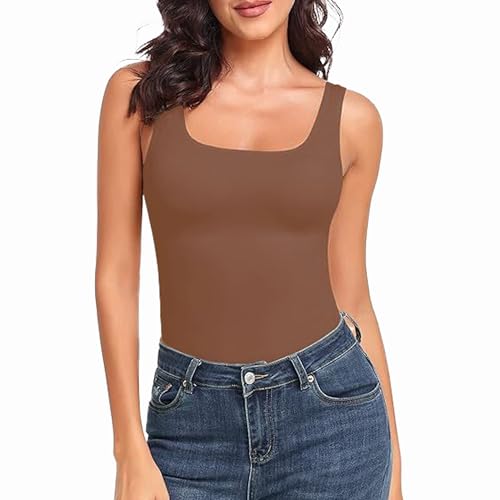 KIKIMINK Débardeur Femme, débardeur Gainant sans Coutures à col carré, Camisole Femme