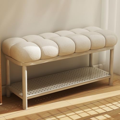 Banc à chaussures avec coussin et étagère de rangement d'entrée 80cm